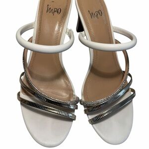 Impo Vassie White and Gold Strappy Heels Sz 11